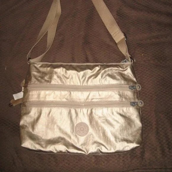 Kipling Bags New Kipling Gold Metallic Crossbody Messenger Bag 4